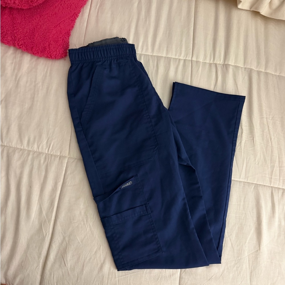 Navy Elastic-Waist Scrub Pants